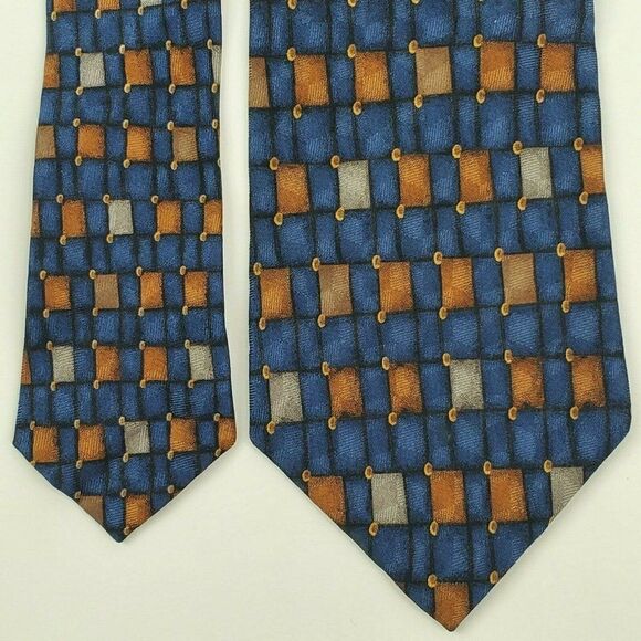 JZ Richards Blue Geometric Silk Tie 58‎ 3 7/8 - Picture 1 of 5